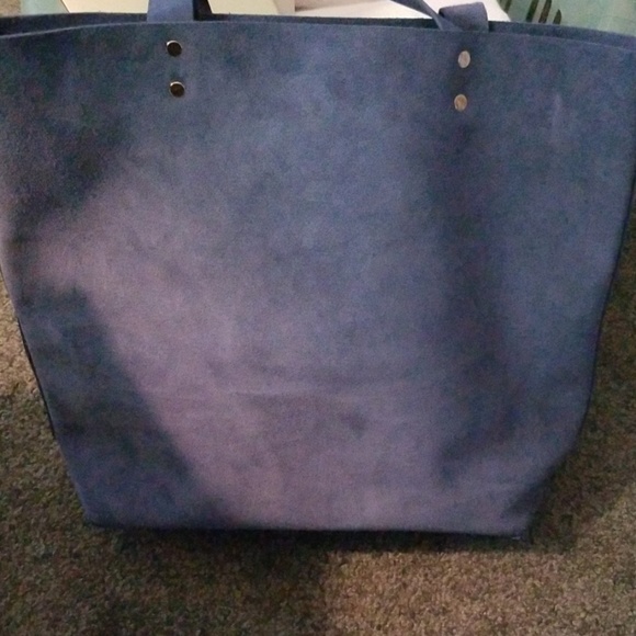 blue suede tote